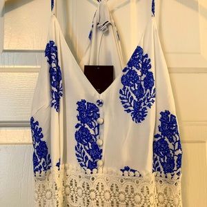 White & blue long Maxi dress. This dress is in brand new condition - size Large.